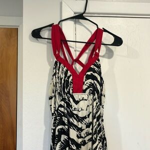 Express size L black and white with magenta maxi dress